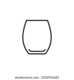 Icono de línea de vaso de vino sin tallo. signo de estilo lineal para concepto móvil y Diseño web. Icono de Vector de contorno de copa de vino sin tallo. Símbolo, ilustración del logotipo. Gráficos de Vector