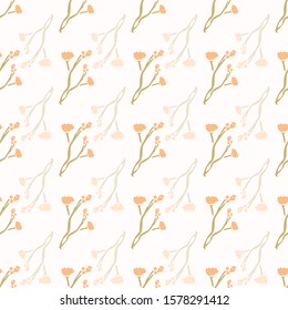 Fondo del Motif De Flor Silvestre De Daisy Estampado. Flor margerita naive patrón sin problemas en blanco. Tejido de hojas delgadas de tejido dibujado a mano. Bebés Respira Verano Floral Repetir Ilustración. Vector EPS 10