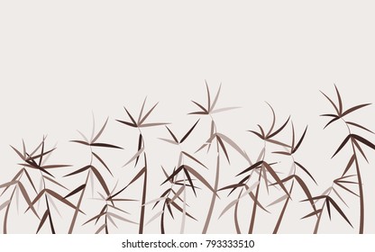 Stems Pattern. Bamboo Leaves. Leaves Background. Beautiful Stems Pattern for Textile, Paper, Wallpaper, Tile, Fabric. Bamboo Twigs. Leaves Illustration. Bamboo Abstraction.