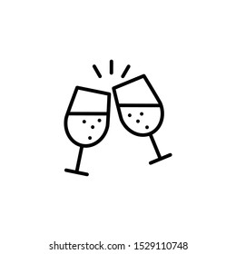 Stemware champagne line thin icon on white background. Vector illustration eps10.