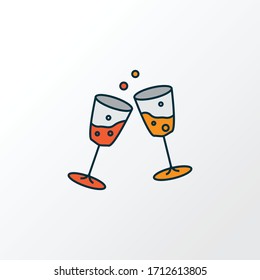 Stemware icon colored line symbol. Premium quality isolated cheers element in trendy style.
