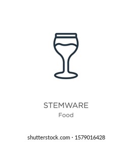 Stemware icon. Thin linear stemware outline icon isolated on white background from food collection. Line vector sign, symbol for web and mobile