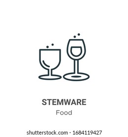 Stemware outline vector icon. Thin line black stemware icon, flat vector simple element illustration from editable food concept isolated stroke on white background