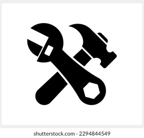 Stencil adjustable wrench hammer icon isolated Vector stock illustration EPS 10