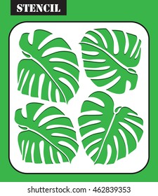  Stencil. Allover pattern made from the Monstera leaves. Laser cut template for decorative panel. 