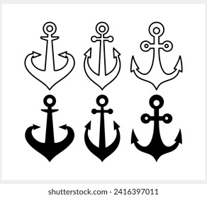 Stencil anchor clipart isolated. Sea symbol Vector stock illustration. EPS 10
