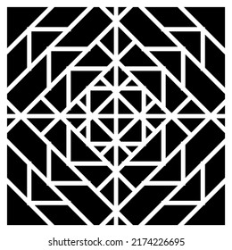 Stencil art of abstract diamond pattern for cutting. Wall art for home decor and interior design. Black and white. EPS8 #11
