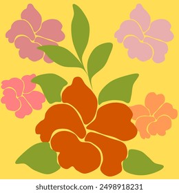stencil art batik flower yellow red
green pink abstract seamless geometric graphic watercolor pastel  artwork deoration vector ethnic simple template wallpaper print fabric pattern doodle 
