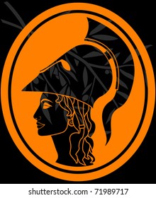 stencil of athena profile. vector illustration