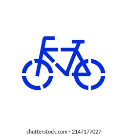 Stencil bike symbol, road asphalt or tarmac surface sign, vector bicycle icon.