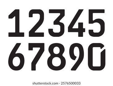 Stencil black numbers from zero to nine over white background