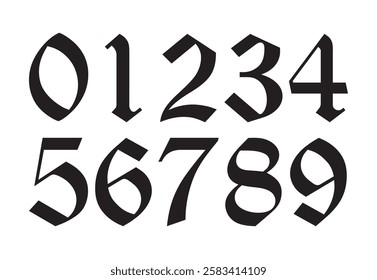 Stencil black numbers from zero to nine. White background