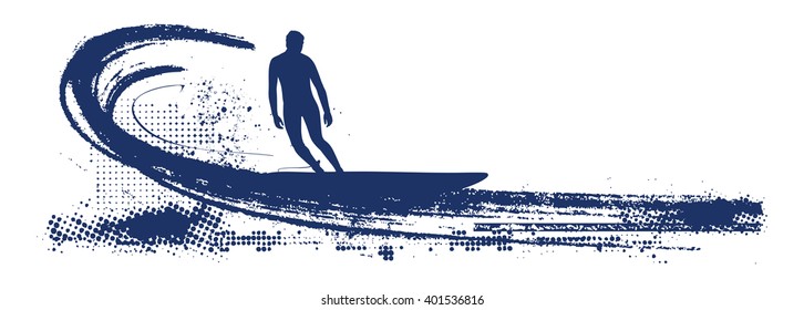 stencil blue surf scene