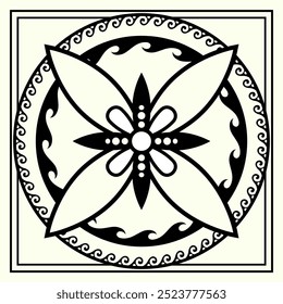 Plantilla para baldosas cerámicas. Cuadrado. Plantilla de diseño clásica griega y del Imperio Romano. Patrón de plantilla de azulejo. Patrón de Vector monocromo. Impresión vintage Abstractas para la impresión de paredes, pisos, techos, 