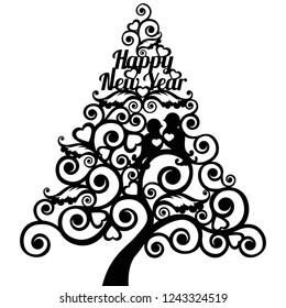 stencil Christmas tree for laser cutting