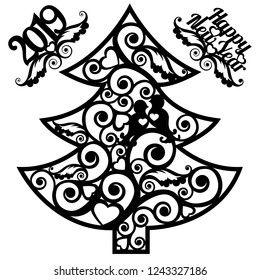 stencil Christmas tree for laser cutting