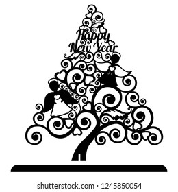 stencil Christmas tree for laser cutting