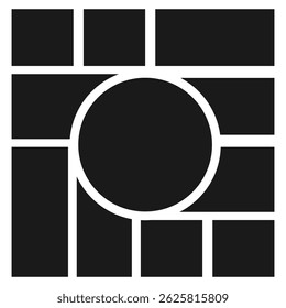 Stencil composition collage template for square photos. stock illustration. Black and White