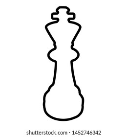 Stencil contour of the king chess piece. Black outline of the king of a board game of chess.