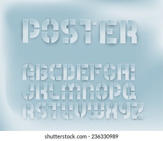 Stencil Cut alphabet Set -  - Paper Cut Effect