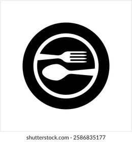 Stencil cutlery fork spoon plate icon isolated Food stencil clipart Vector stock illustration