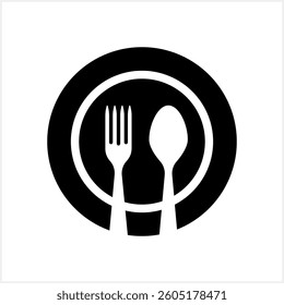 Stencil cutlery fork spoon plate icon isolated Food stencil clipart Vector stock illustration