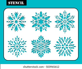Stencil Design Set Christmas Snowflakes Laser Stock Vector (Royalty ...