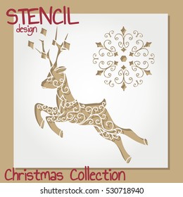 Stencil design template. Christmas collection. Vector illustration