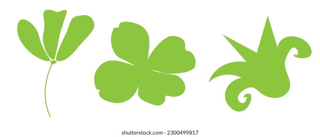 Dibujo estético de plantas. Elementos botánicos vectoriales verdes. Eco clipart. Diseño plano y lineal. Conjunto de verano aislado sobre fondo blanco