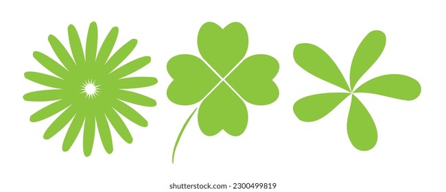 Stencil drawing of plants. Green vector botanical elements. Eco clipart. Flat and linear design. Summer set isolated on white background