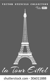 Stencil Eiffel Tower on a gray background.