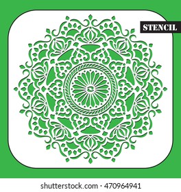 Stencil. Ethnic decorative background. Islam, Arabic, Indian, ottoman motifs. Mandala. Round Ornament Pattern. My be used for laser cutting or die cutting machines.