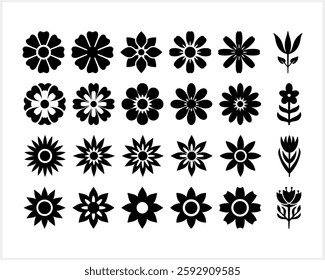 Stencil flower icon isolated Cartoon clipart Vector stock illustration