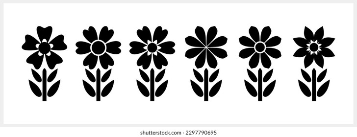 Flor de esténcil con icono de hoja aislado Clíparte de dibujos animados Vector ilustración material EPS 10