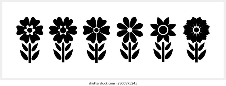 Stencil flower with leaf icon isolated Cartoon clipart Vector stock illustration EPS 10