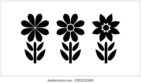 Flor de esténcil con icono de hoja aislado Clíparte de dibujos animados Vector ilustración material EPS 10