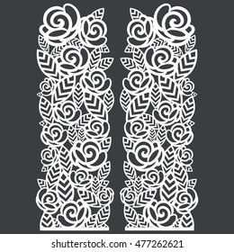 Stencil Folding Screen Column Floral Roses Pattern. For Laser Cutting.Vector