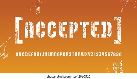 Stencil font, condensed bold alphabet, trendy geometric modular letters and numbers for your design, vector illustration