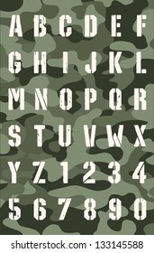 Stencil Font On A Military Background