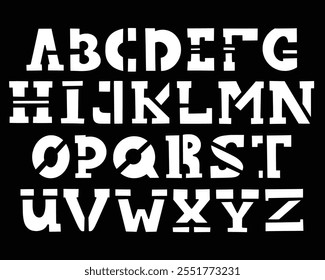 stencil font shaped alphabet set