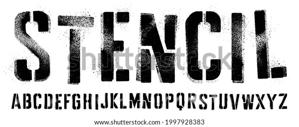 Stencil font with
spray paint texture with mis-printed overspray. Highly detailed
vector textures taken from high res scans. Compound path and
optimised. Original design
font