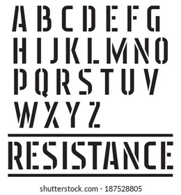 Stencil Font. Street Art And Military Type