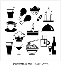 Stencil food clipart isolated. Set icon. Hand drawn art line. Vector stock illustration. EPS 10