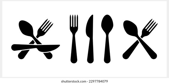 Stencil Gabelschmiede-Messer-Symbol einzeln Food Clip Art Vektorgrafik EPS10