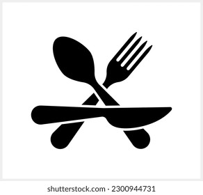 Stencil fork spoon knife icon isolated Food clipart Vector stock illustration EPS 10