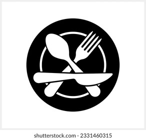 Stencil fork spoon knife icon isolated Food clipart Vector stock illustration EPS 10