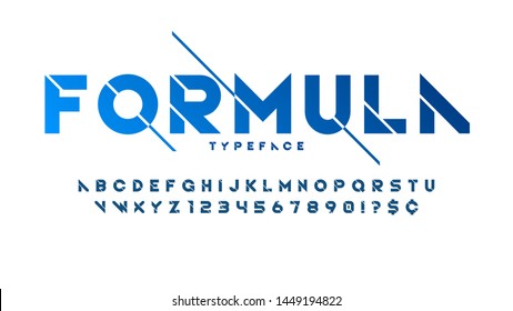 Stencil futuristic sci-fi alphabet, creative characters set. Vector illustration