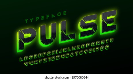 Stencil futuristic sci-fi alphabet, extra glowing space design, creative characters set. Vector illustration