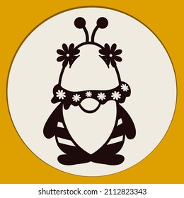 Stencil of a garden gnome in a bee costume. File to cut.