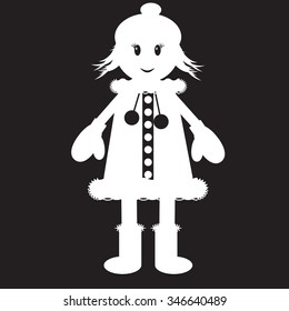 stencil girl in winter clothes without color